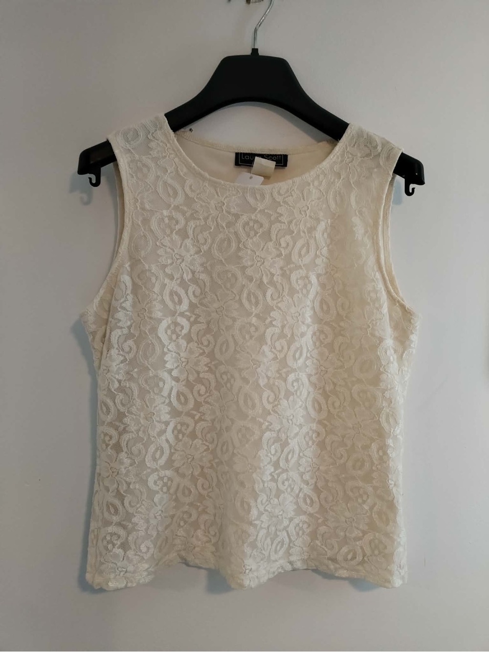 Women’s Y2K Laura Scott Cream Lace Sleeveless Camisole Top - M